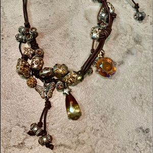 Otazu Swarovski Crystal necklace on leather